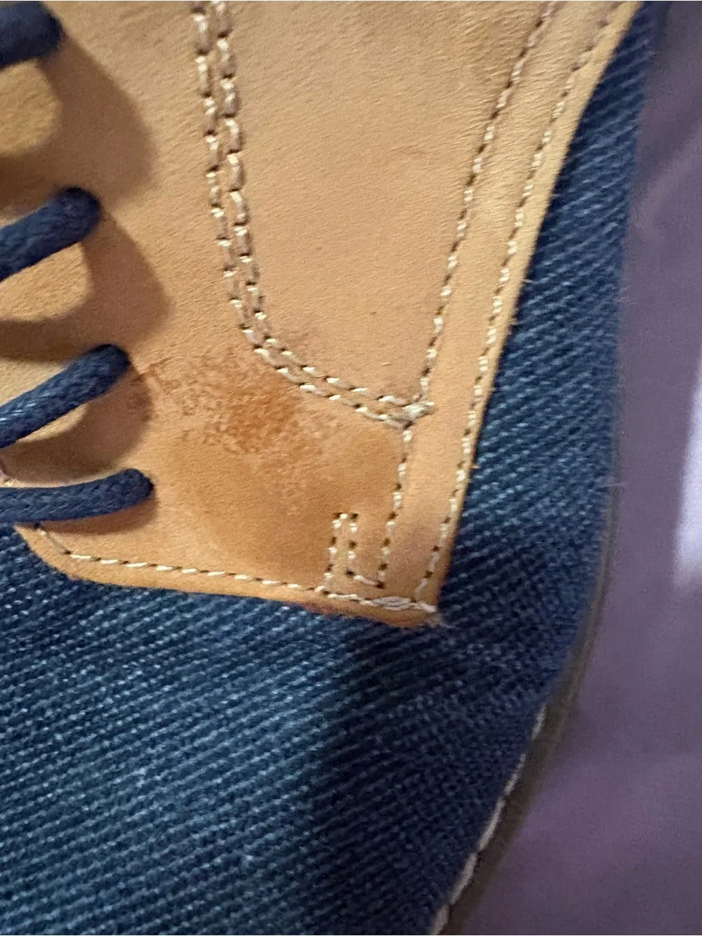 G.H. Bass & Co. Navy Canvas and Tan Leather Derby Shoes